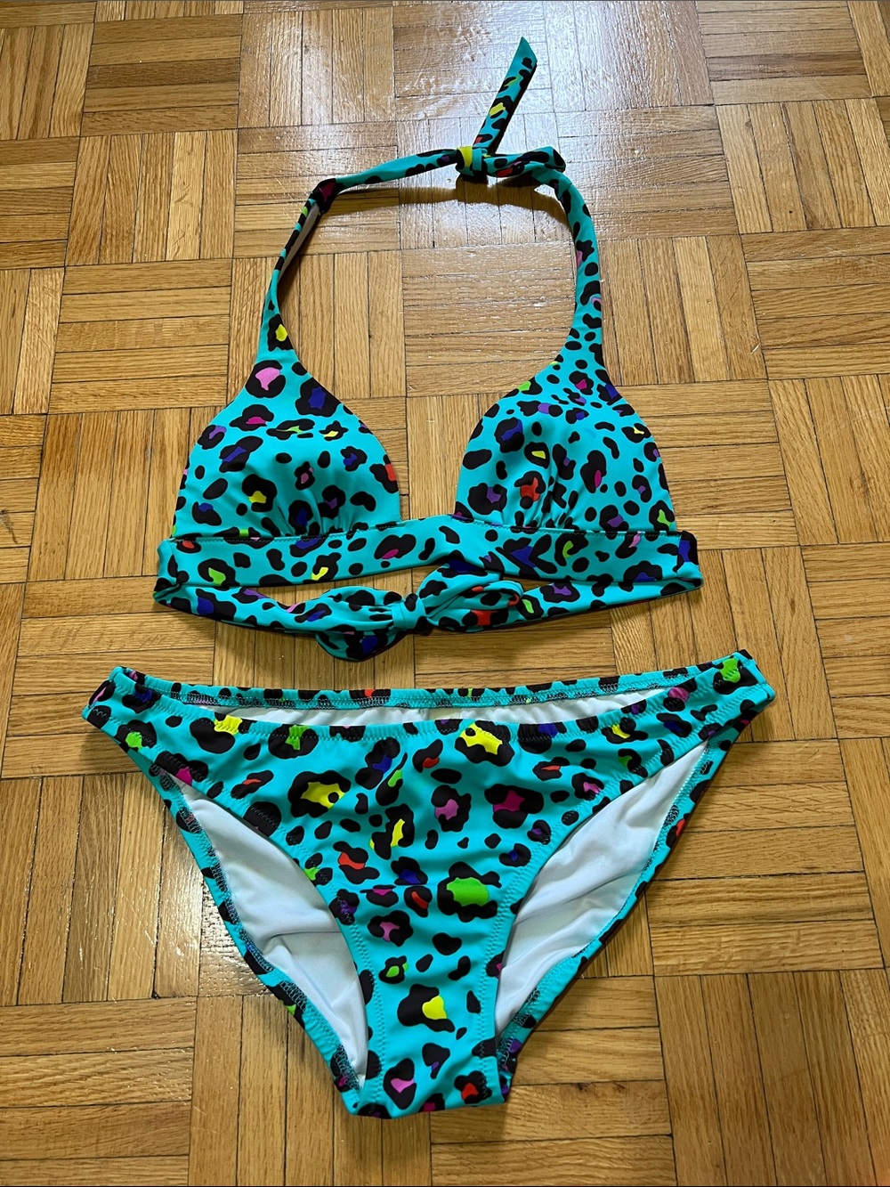 Victoria's Secret Turquoise Multicolor Leopard Print Bikini